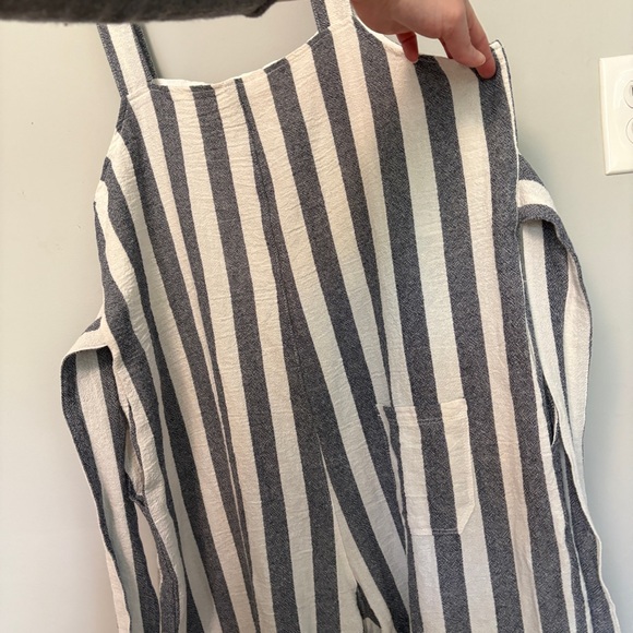 Birdwell Beach Britches Everyday Overalls Jumpsuit Striped Blue White Sz XL USA - Picture 9 of 15